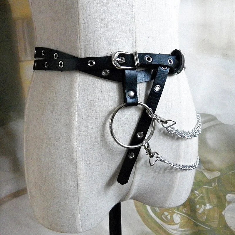 Ring Metal Chain belt Buckle Ladies Strap