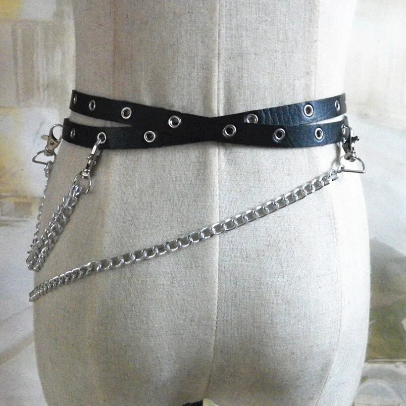 Ring Metal Chain belt Buckle Ladies Strap