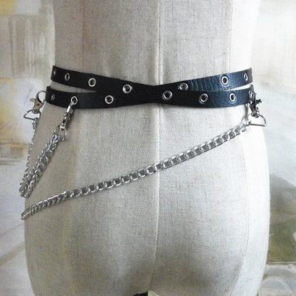 Ring Metal Chain belt Buckle Ladies Strap