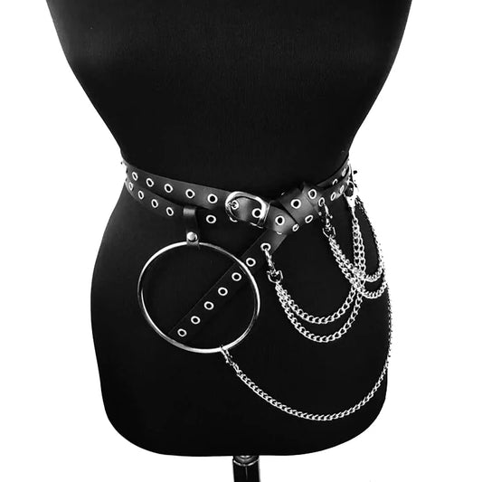 Ring Metal Chain belt Buckle Ladies Strap