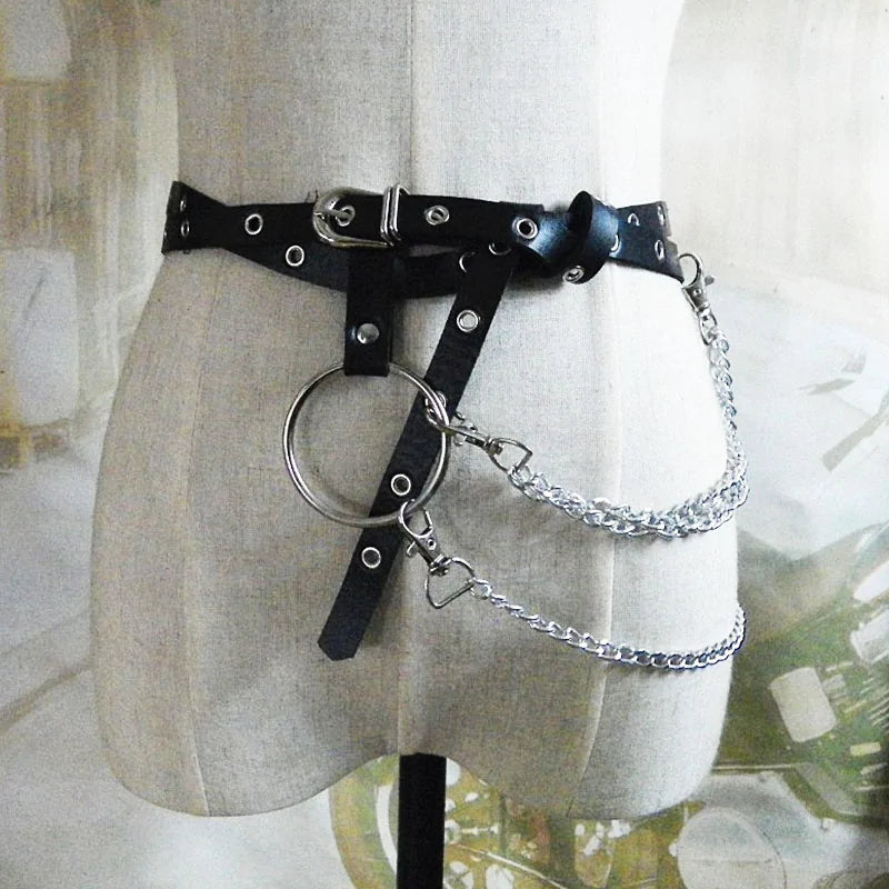 Ring Metal Chain belt Buckle Ladies Strap