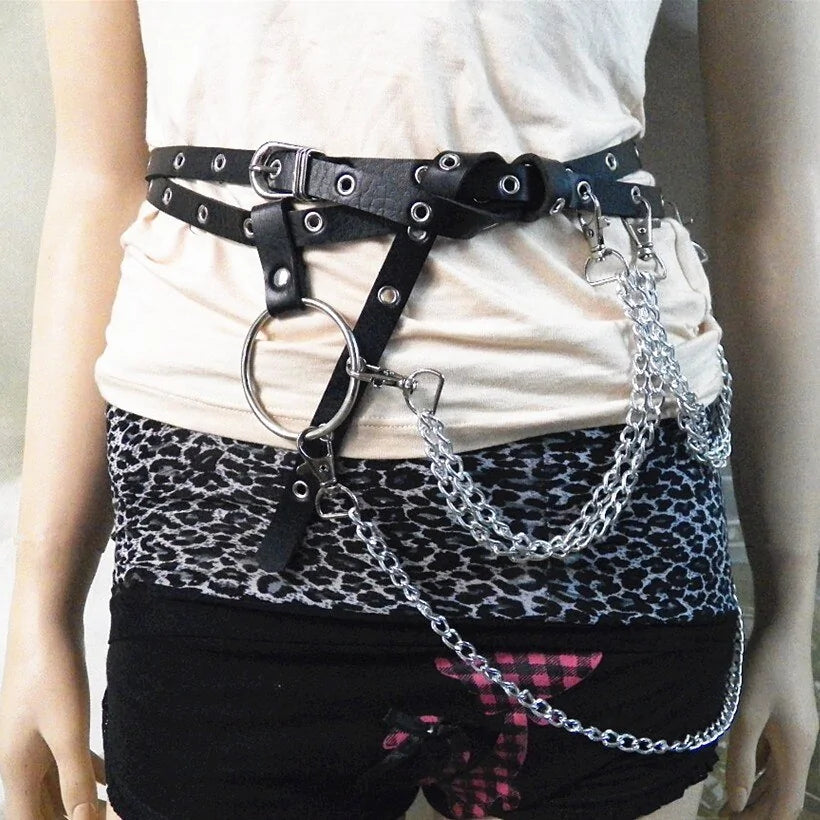 Ring Metal Chain belt Buckle Ladies Strap