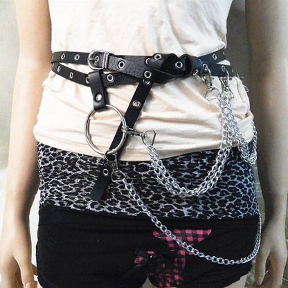 Ring Metal Chain belt Buckle Ladies Strap